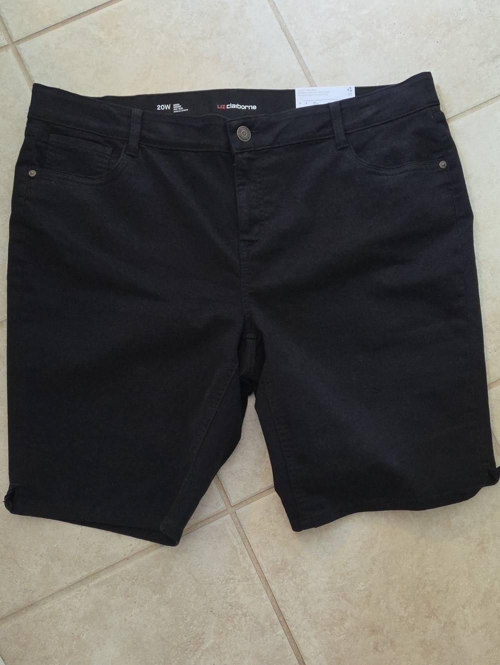 Liz Claiborne Black Mid-Rise Denim Bermuda Shorts